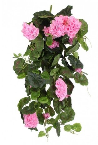 Greenmoods Kunstig hengeplanter Geranium 75 cm rosa