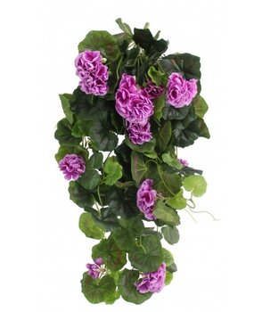 Greenmoods Kunstig hengeplanter Geranium 75 cm lilla