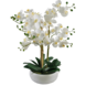 Greenmoods Kunstig Praktfull Orkidé Real Touch i Hvit potte 65cm