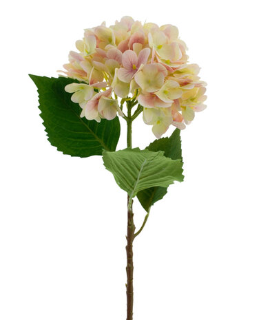 Greenmoods Kunstig Hortensia Real Touch Krem/Rosa 58 cm