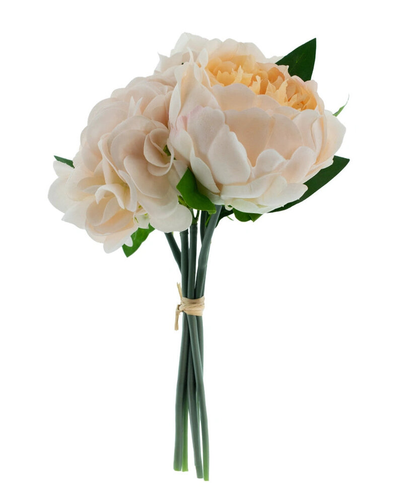 Greenmoods Kunstig Peon Mix Bukett Real Touch Champagne 30 cm