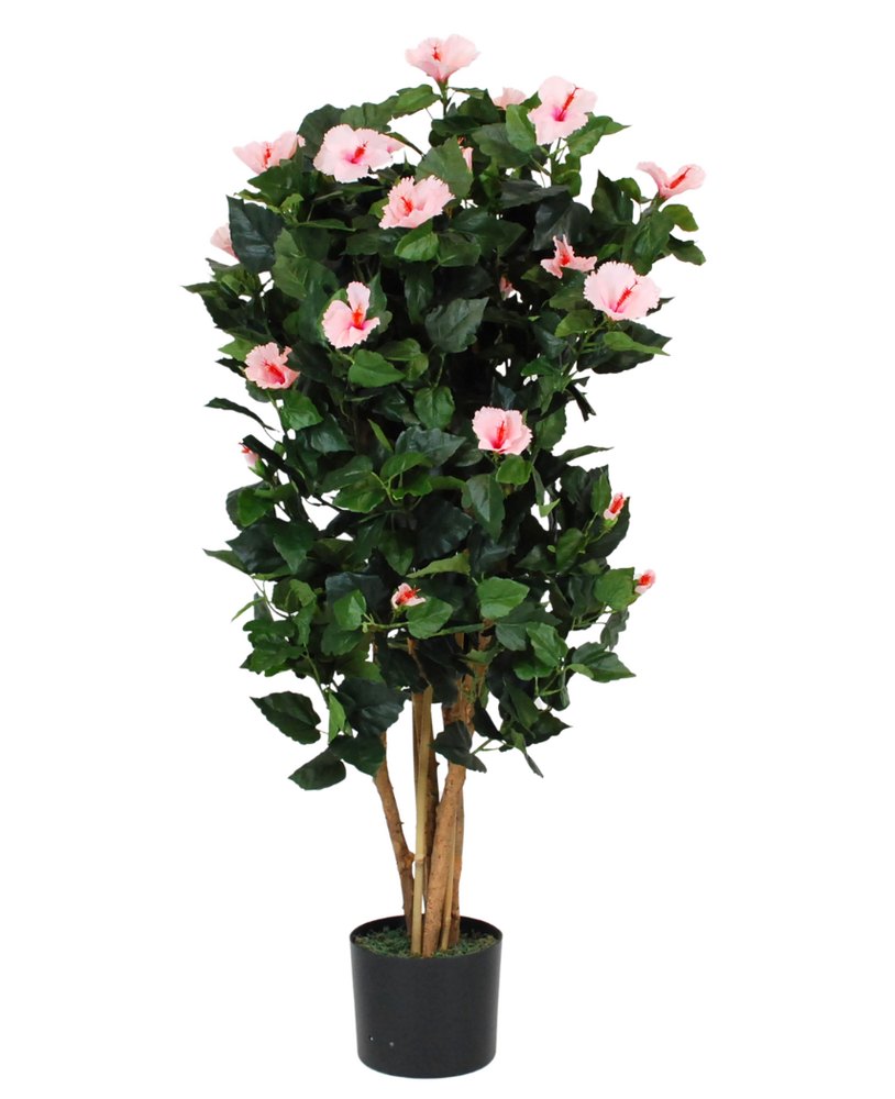 Greenmoods Kunstig Hibiskus Tre Rosa 120cm
