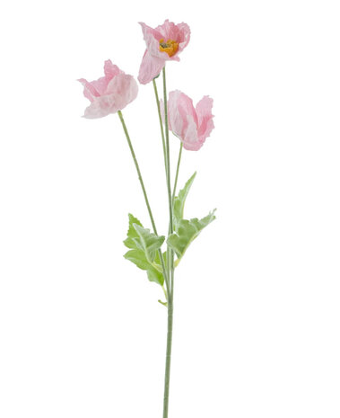 Greenmoods Kunstig Valmueblomst Real Touch Lysrosa 60 cm