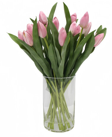 Greenmoods Kunstig Tulipan Bukett i Vase Rosa 45 cm