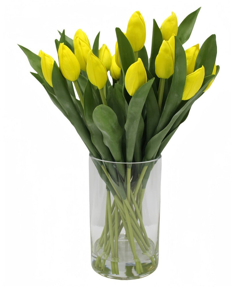 Greenmoods Kunstig Tulipan Bukett i Vase Gul 45 cm