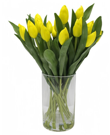 Greenmoods Kunstig Tulipan Bukett i Vase Gul 45 cm