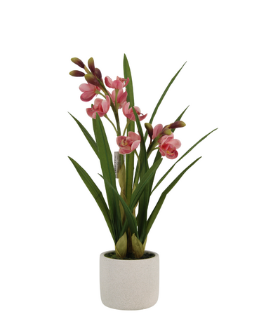 Greenmoods Kunstig Cymbidium Orkide Rosa 55cm