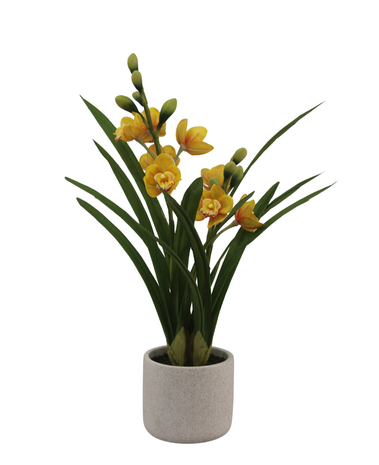 Greenmoods Kunstig Cymbidium Orkide Gul 55cm