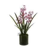 Greenmoods Kunstig Mini-Cymbidium Orkide Rosa Real Touch 60cm