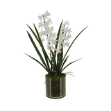 Greenmoods Kunstig Mini-Cymbidium Orkide Hvit Real Touch 60cm