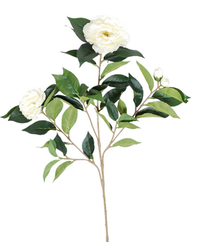 Greenmoods Kunstig Camellia Gren Kremhvit 67cm