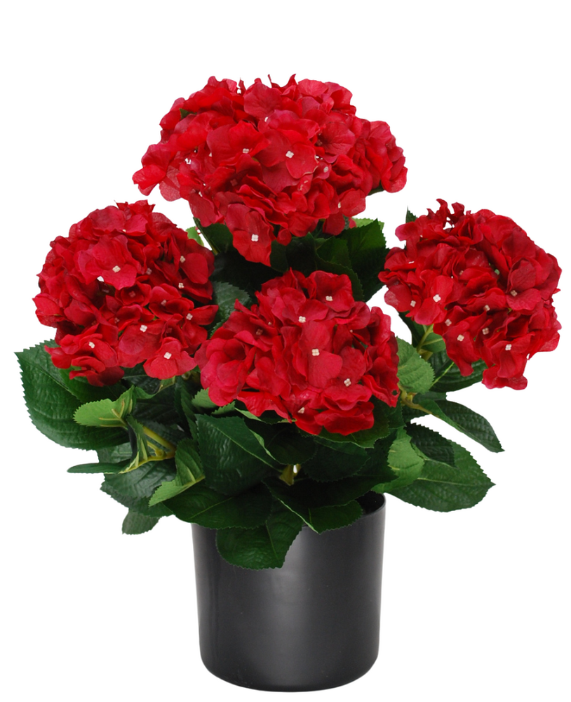 Greenmoods Kunstig Hortensia busk Rød UV 50cm