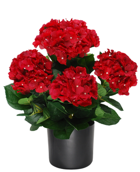 Greenmoods Kunstig Hortensia busk Rød UV 50cm