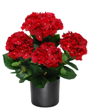 Greenmoods Kunstig Hortensia busk Rød UV 50cm