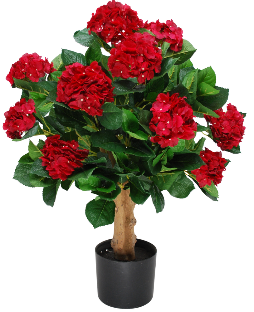 Greenmoods Kunstig Hortensia Ball Rød UV 75cm