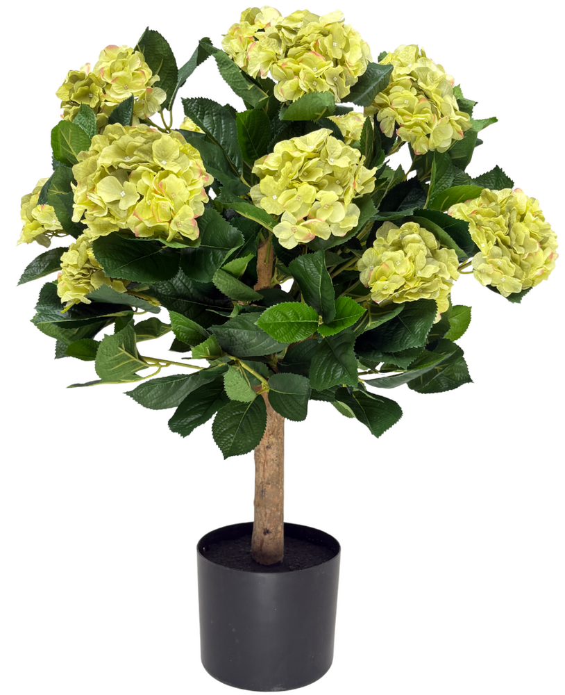 Greenmoods Kunstig Hortensia Ball Gul/Grønn UV 75cm