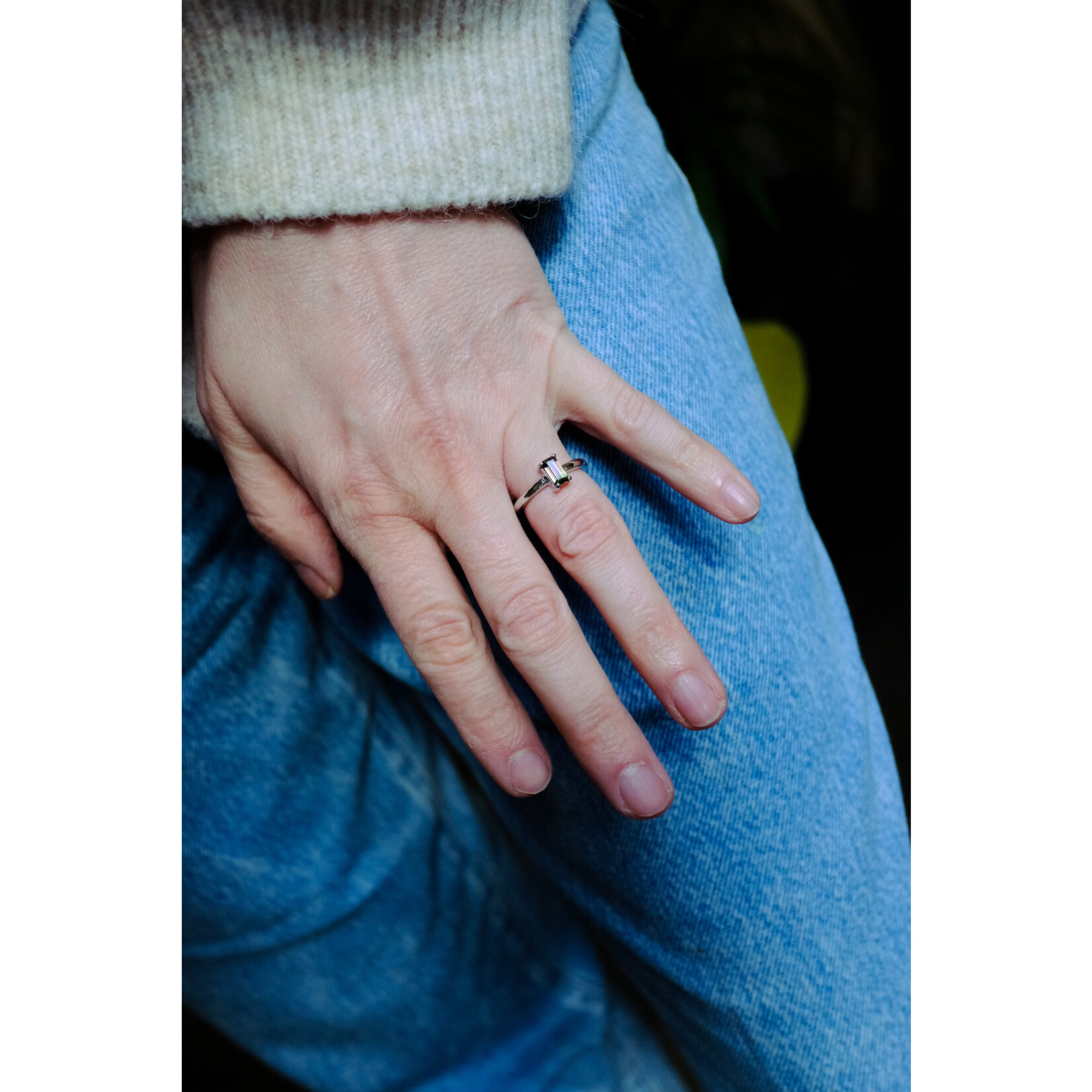 Ring toermalijn bicolor