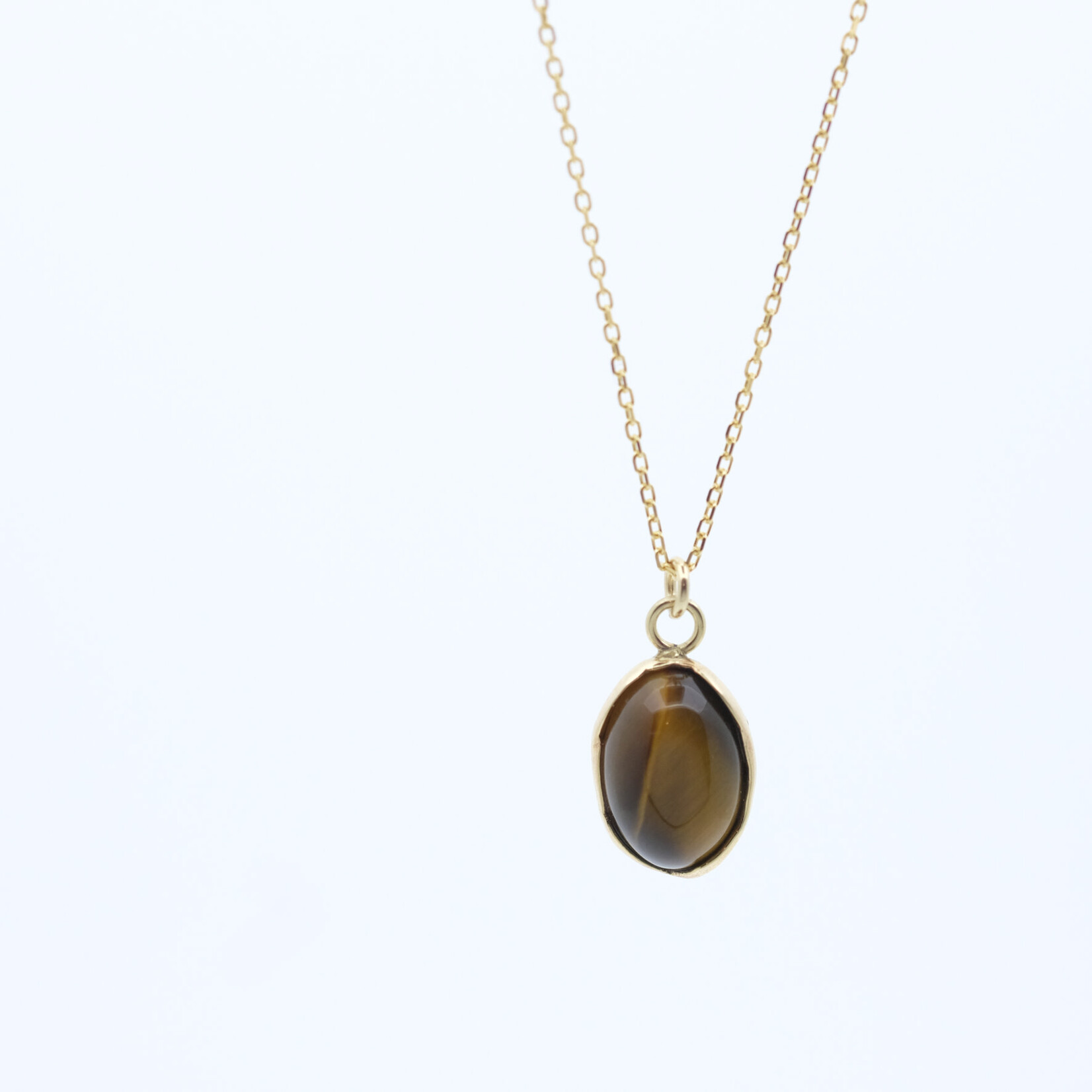 9kt ketting met tijgeroog