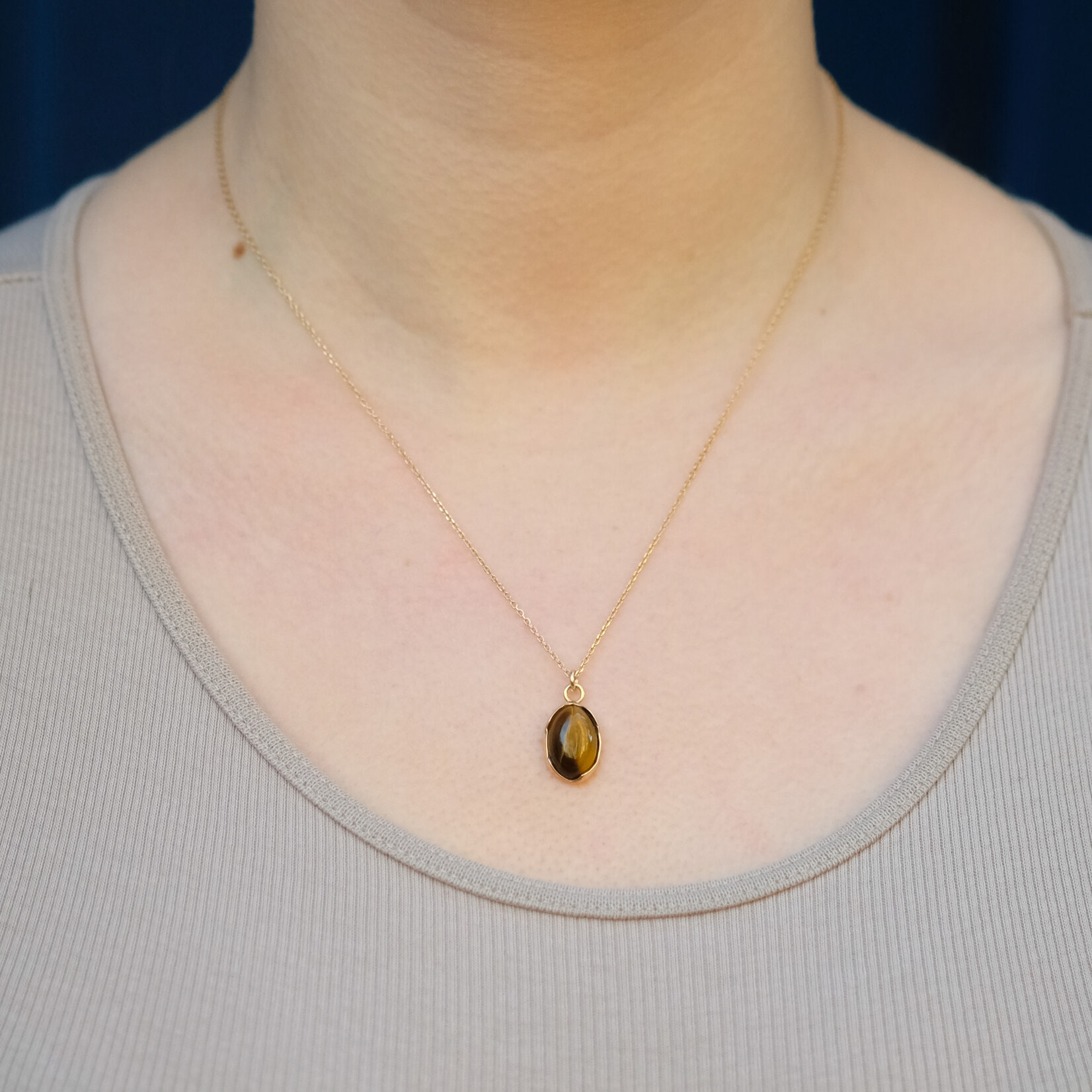 9kt ketting met tijgeroog
