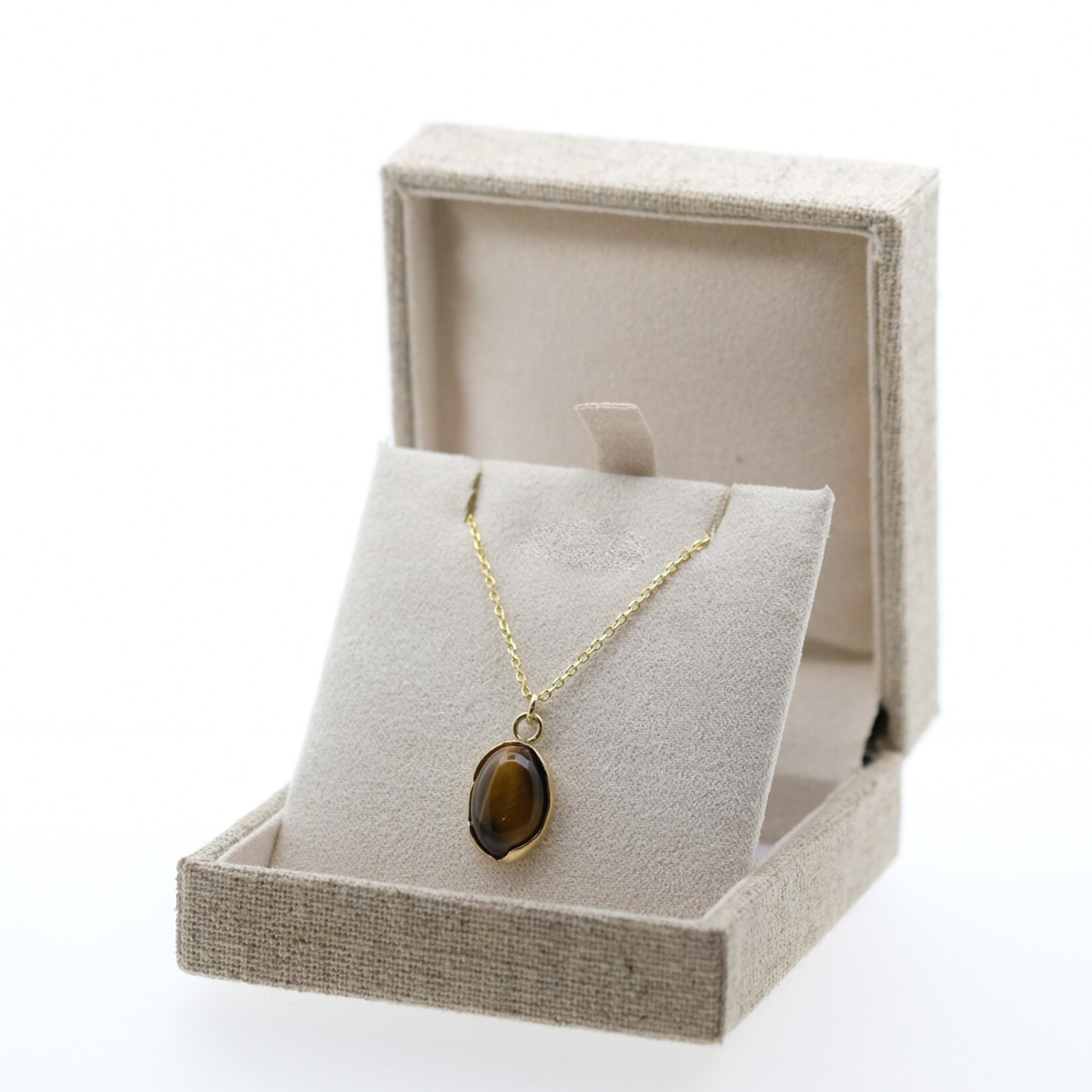 9kt ketting met tijgeroog