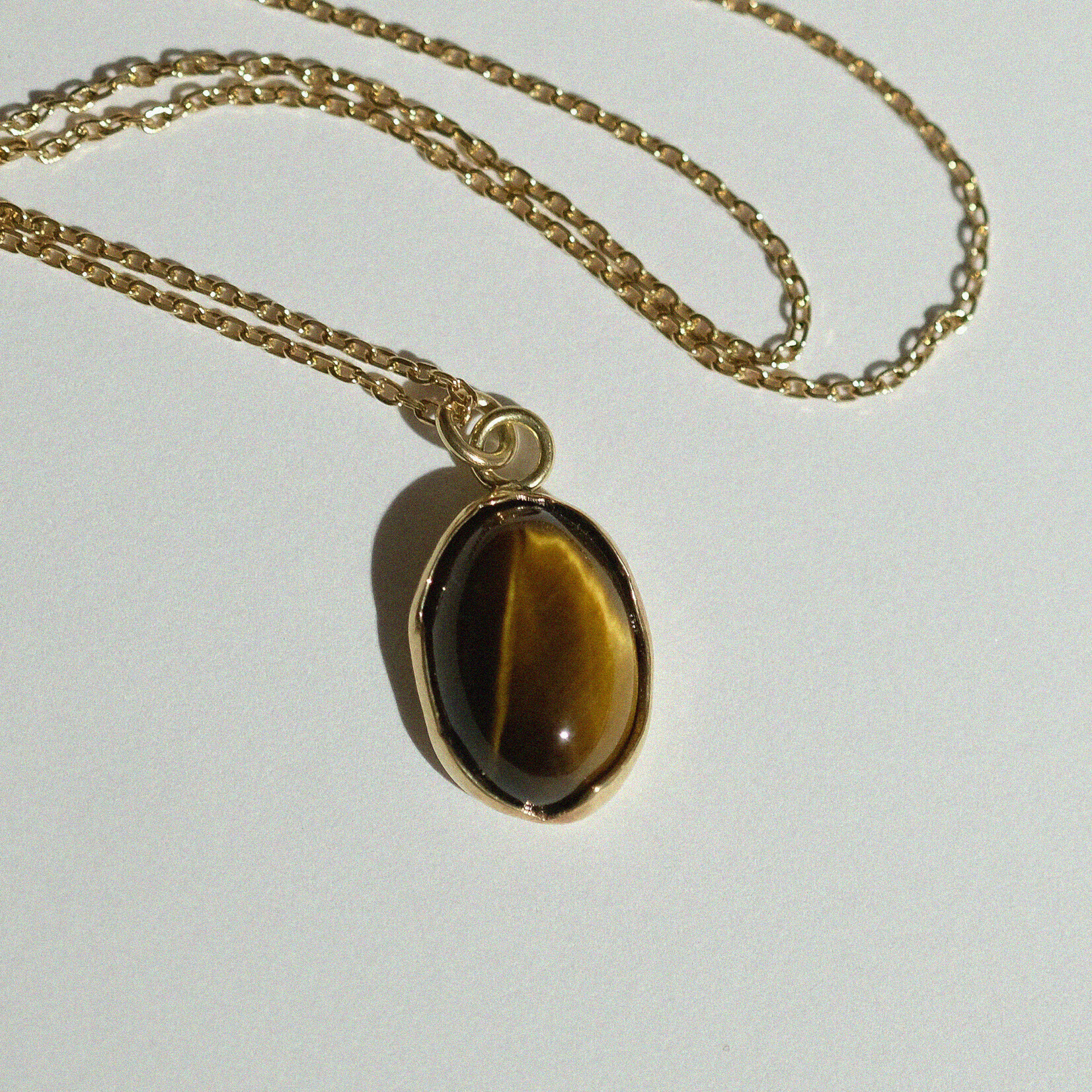 9kt ketting met tijgeroog