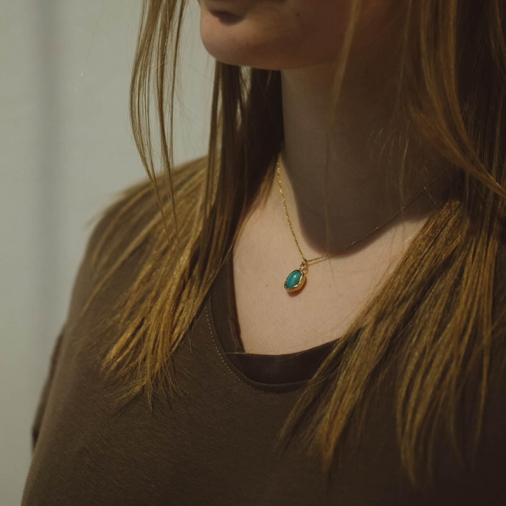 9 kt ketting met toermalijn Paraiba
