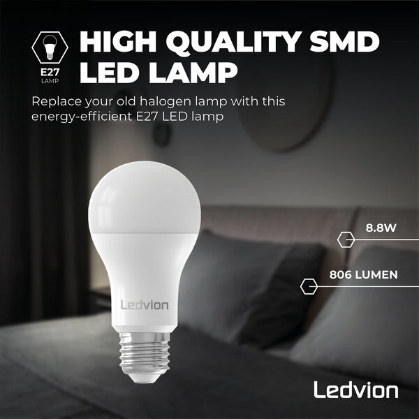 Ledvion Bombilla LED E27 Regulable - 8.8W - 4000K - 806 Lumen