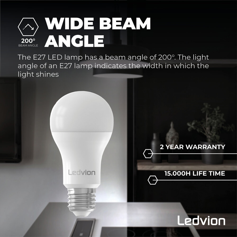 Ledvion 10x Bombilla LED E27 Regulable - 8.8W - 6500K - 806 Lumen - Paquete de Descuento