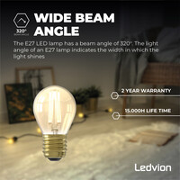 Ledvion Bombilla LED E27 Filamento - 1W - 2100K - 50 Lumen - Oro