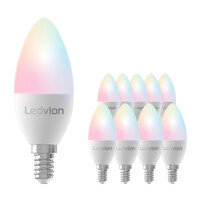 Ledvion Bombilla Inteligente RGB+CCT LED E14 - WiFi - Regulable - 8W  - 10 pack