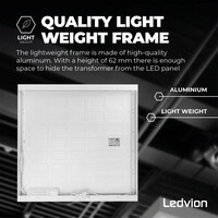 Ledvion Panel LED de superficie - 60x60 - Aluminio - Blanco