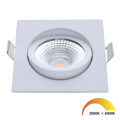 Foco Empotrable LED Blanco - 5W - IP54 - 2000K-3000K - Inclinable - Cuadrado