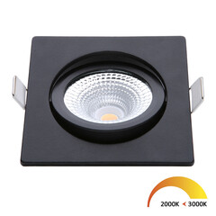 Foco Empotrable LED Negro - 5W - IP54 - 2000K-3000K - Inclinable - Cuadrado