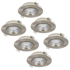 Focos LED Empotrables Plata - 6W – IP44 – 3000K - Regulable - Pack 6