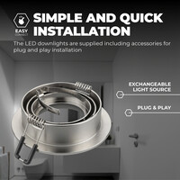 Ledvion Focos Empotrables LED Regulables Inox - Tokio - 3W - 2700K - ø92mm - 6 Pack