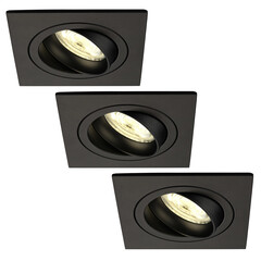 Focos Empotrables LED Regulables Negro - Sevilla - 5W - 2700K - 92mm - Cuadrado - 3 Pack