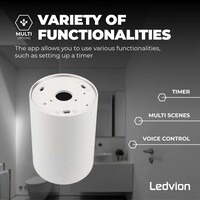 Ledvion Foco de Superficie LED inteligente - Redondo - Blanco - 4,9W - RGB+CCT - Inclinable - IP20