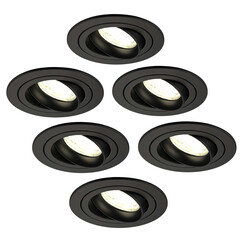 Focos Empotrables LED Regulables Negro - Tokio - 5W - 4000K - ø92mm - 6 Pack