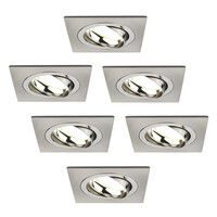 Ledvion Focos Empotrables LED Regulables Inox - Sevilla - 5W - 4000K - 92mm - Cuadrado - 6 Pack