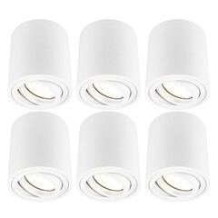 6x Focos de Superficie LED Regulables - Redondos - Blancos - 5W - 2700K - Inclinables - IP20