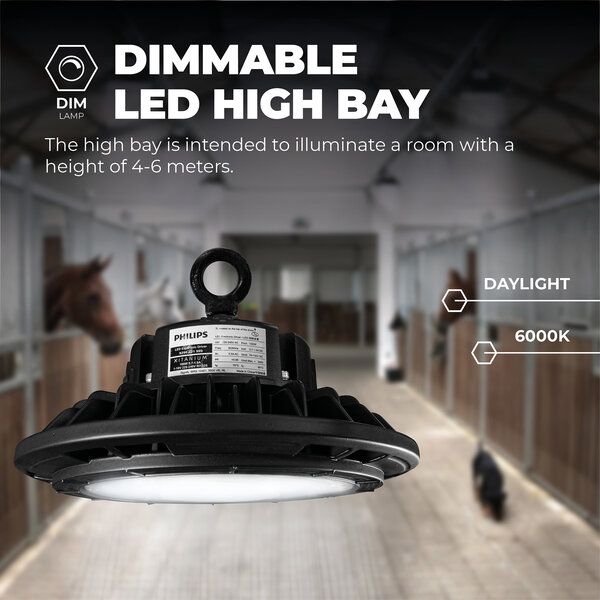 Lámparasonline Campana LED 150W - Philips Driver - 120° - 160lm/W - 6000K - IP65 - Regulable - 5 años de garantía