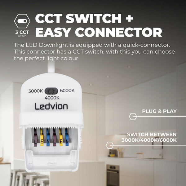 Ledvion Focos Empotrables LED Regulables Negros - IP65 - 7W - CCT - ø75mm - 5 años de garantía - Para el baño