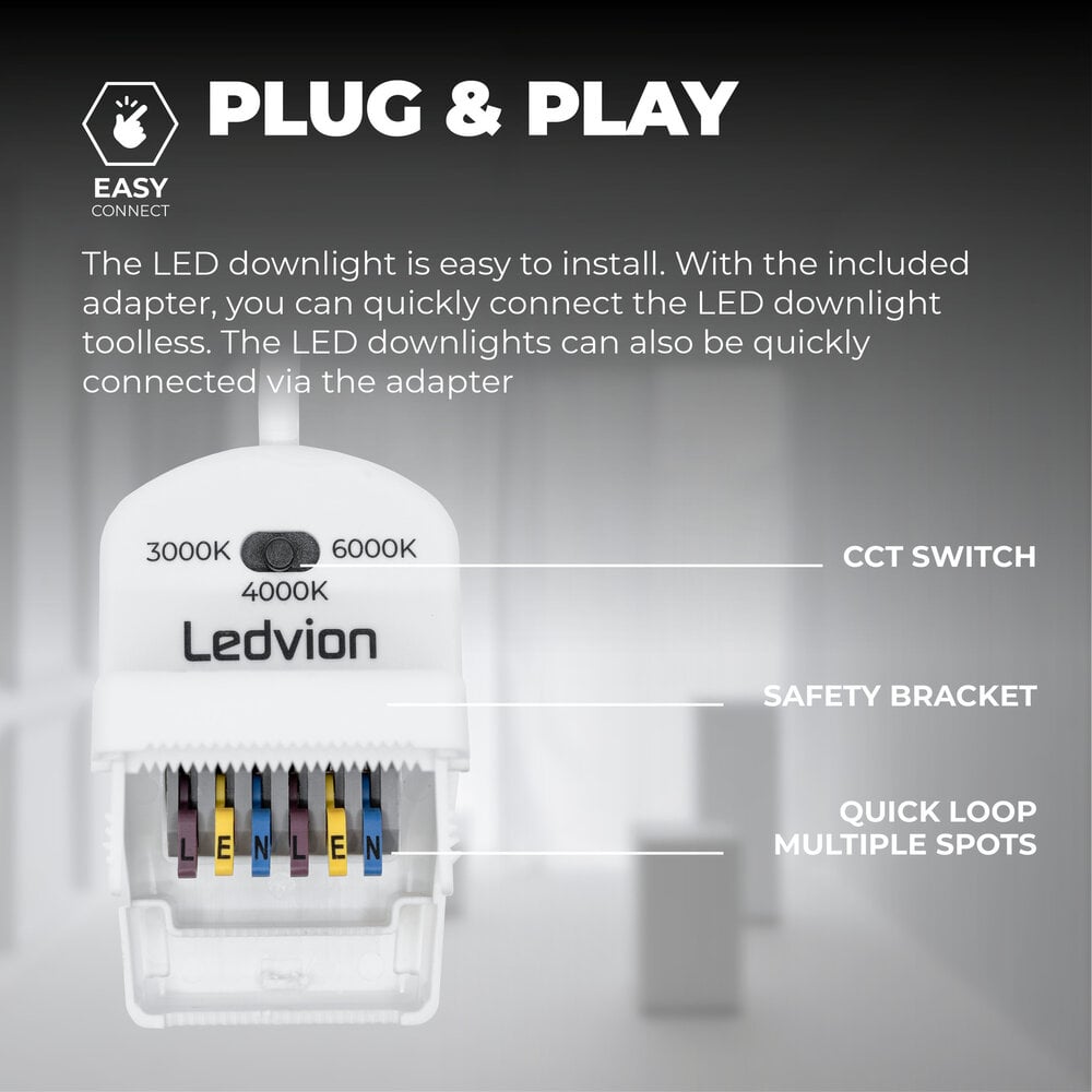 Ledvion Focos Empotrables LED Regulables Blancos - IP65 - 7W - CCT - ø90mm - 5 años de garantía - Para el baño