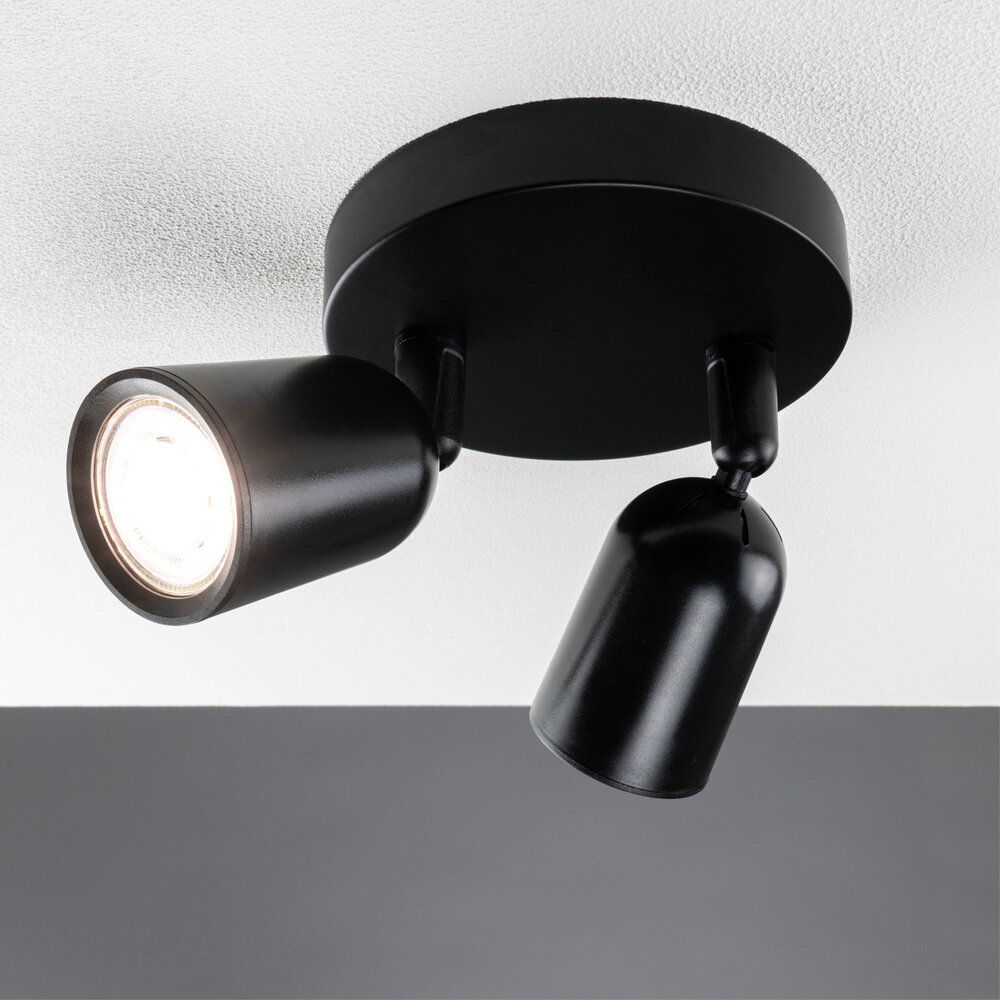 Lámparasonline Lámpara de techo LED Locaste Duo - Inclinable - Casquillo GU10 - Negro