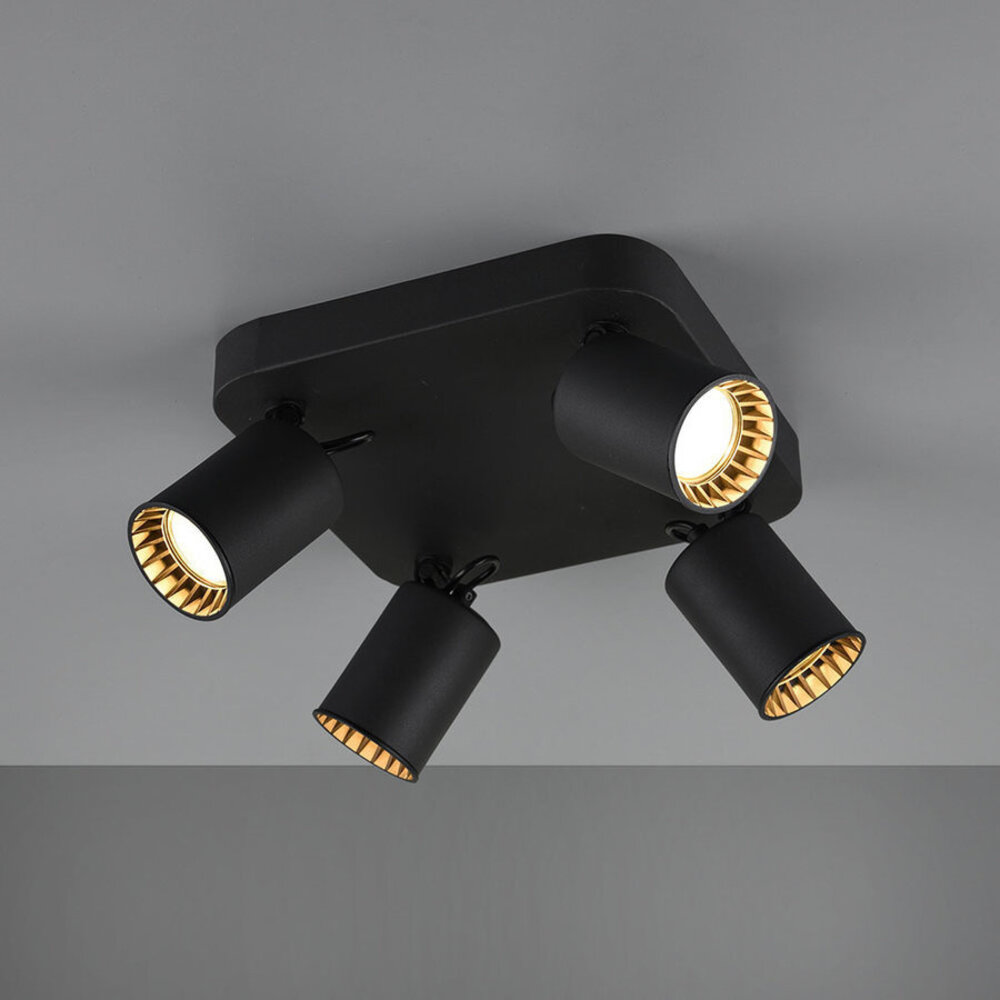 Trio Lighting Lámpara de techo LED Pago 4 luces - Inclinable - Casquillo GU10 - Negro