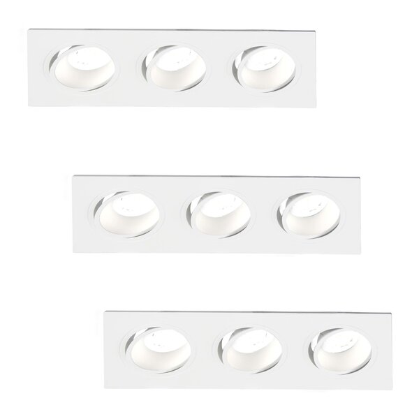Lámparasonline Focos Empotrables LED Regulables Triple - Rectángulo - 5W - 4000K - Blanco