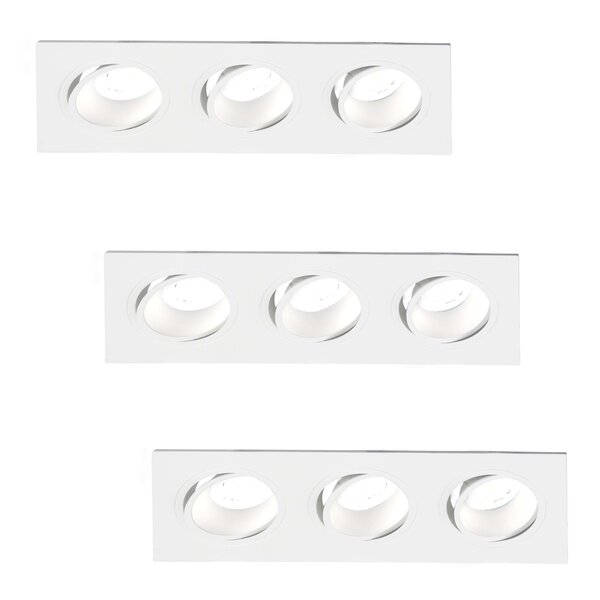 Lámparasonline Focos Empotrables LED Regulables Triple - Rectángulo - 5W - 6500K - Blanco