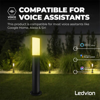 Ledvion Lámpara de pie inteligente para exterior - RGB+3000K - IP44 - Iluminación Exterior Inteligente  - Negro - Lista para usar