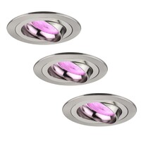 Ledvion Focos Empotrables Inteligentes Inox - Tokio - Regulable - RGB+CCT - Pack de 3