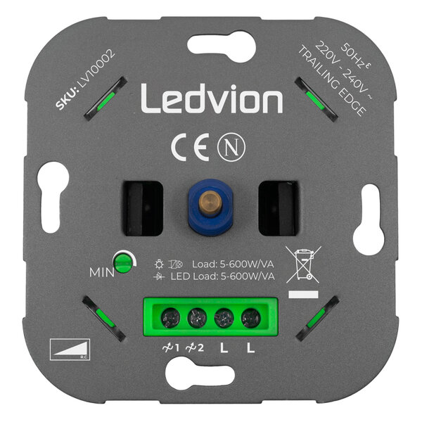 Ledvion Regulador de Intensidad de Luz LED 5-600 Watt 220-240V - Corte de fase - Universal
